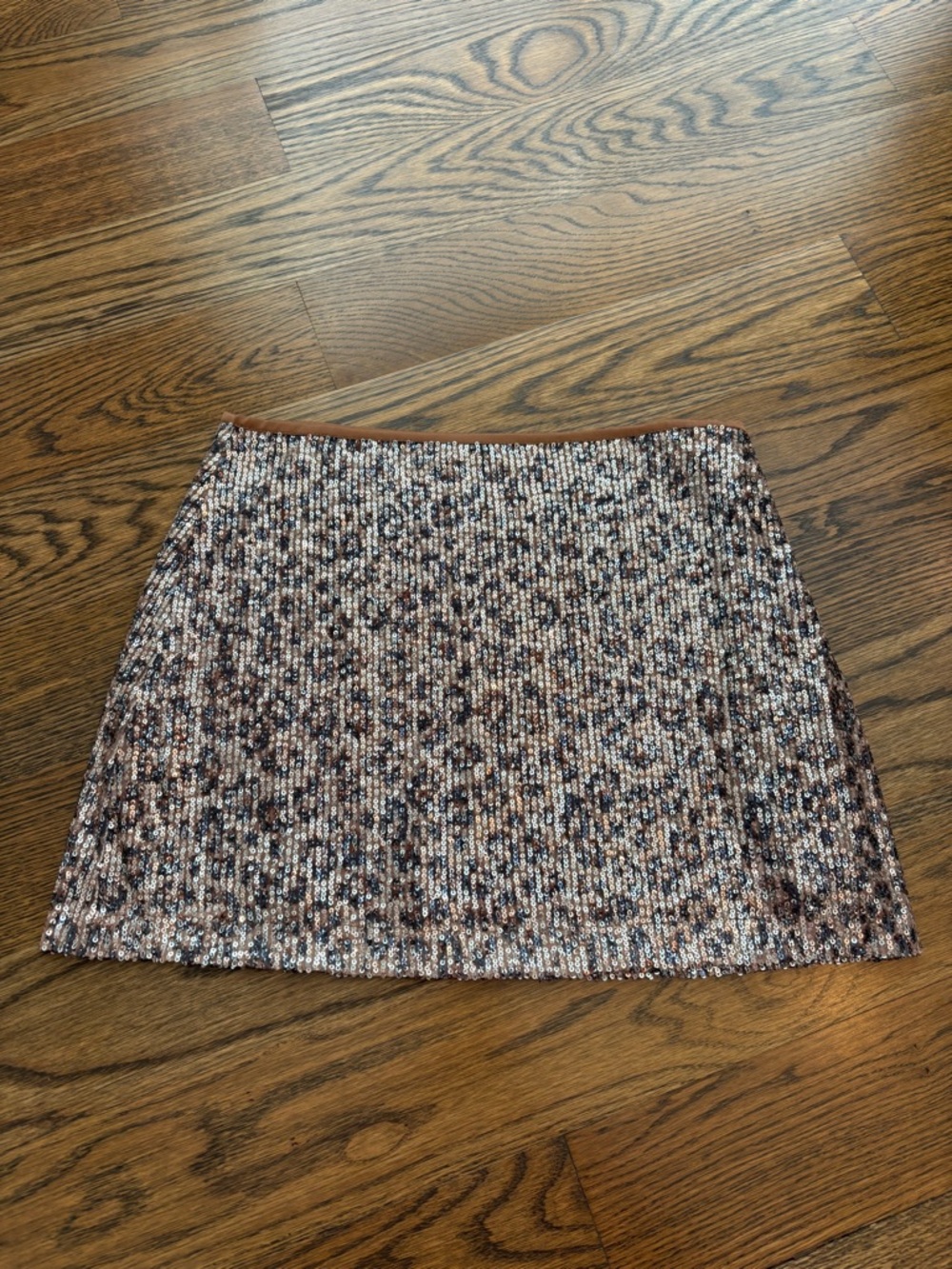 zara leopard print sequin mini skirt